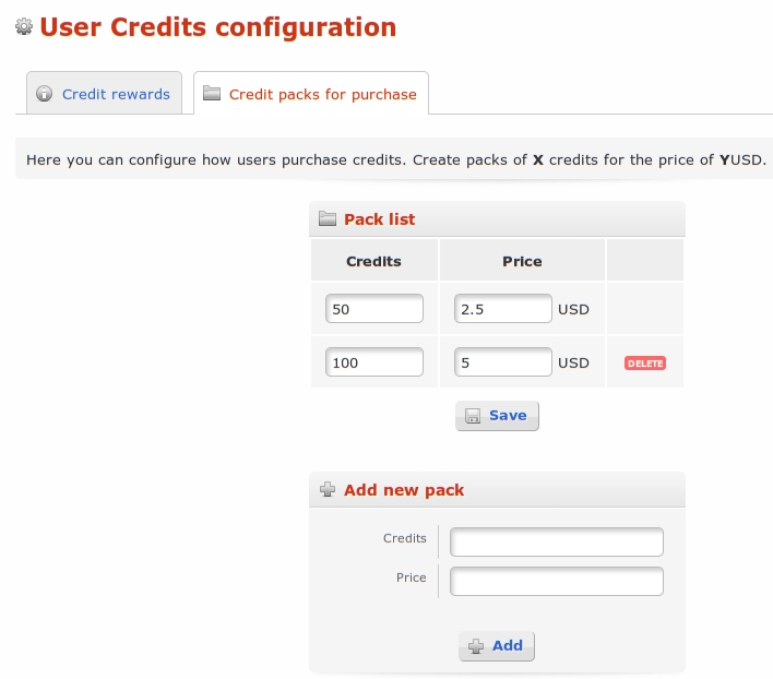 User Credits - Система кредитов